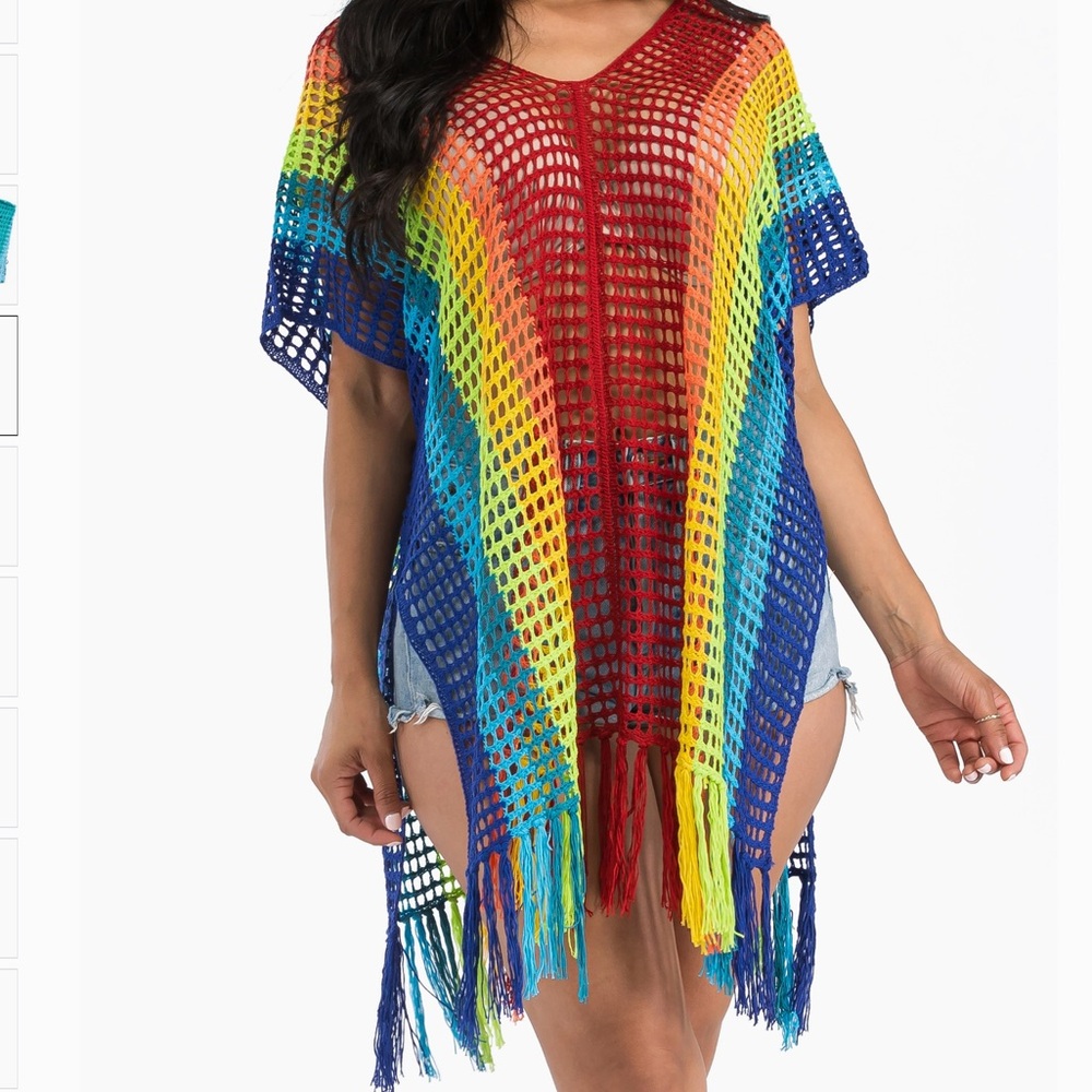 Rainbow Multicolor Crochet Swim Coverup - Picture 5 of 5